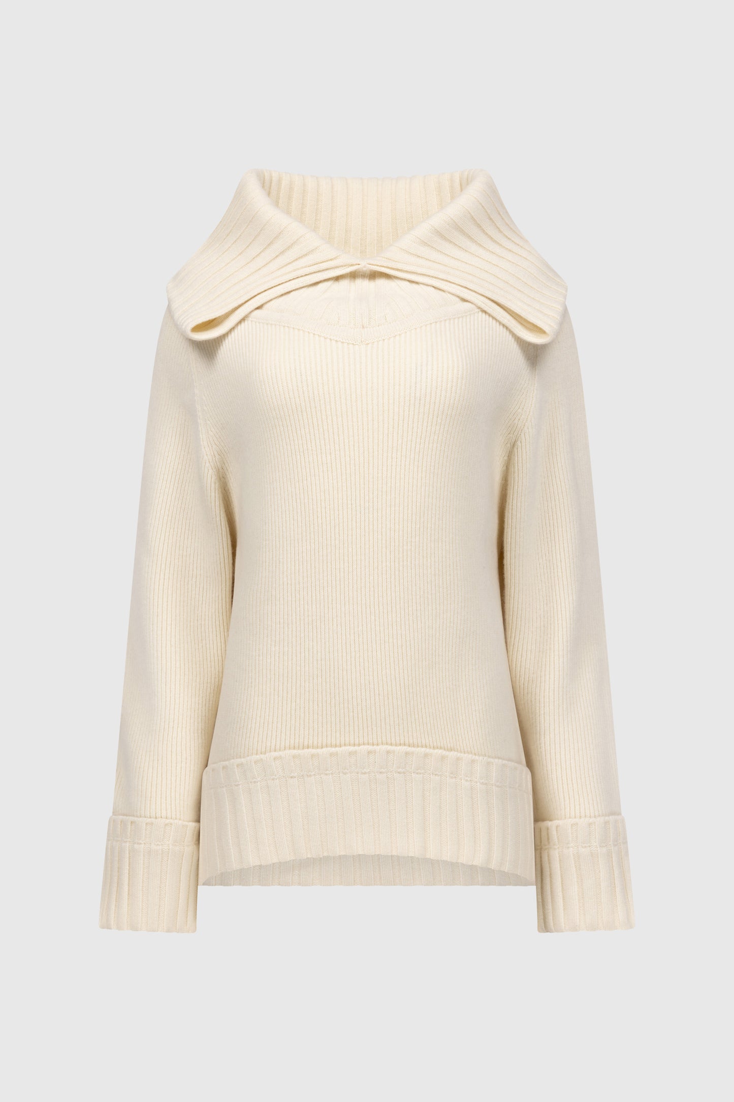 Wide Collar Jumper In Ivory