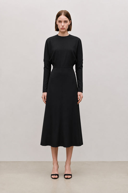 Dolman Midi Dress In Black