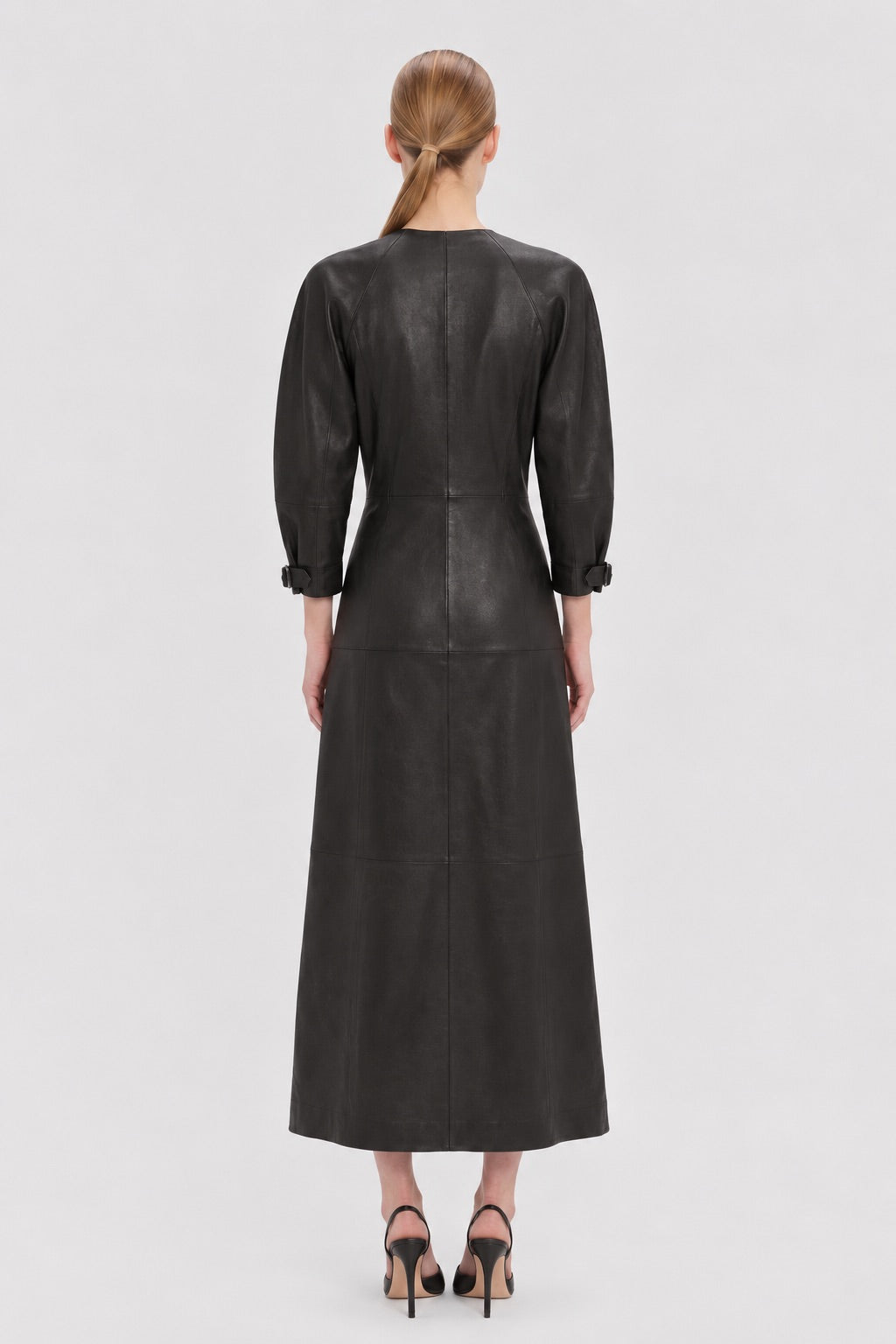 Dolman Leather Dress In Dark Brown