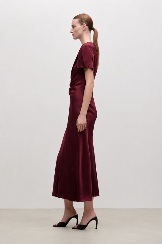 Eve Midi Dress In Burgundy