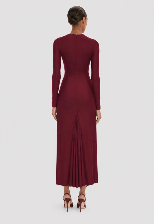 Frances Midi Dress In Burgundy