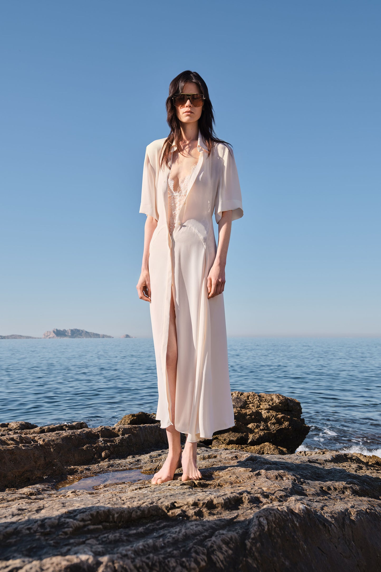 Panelled Midi Dress In White