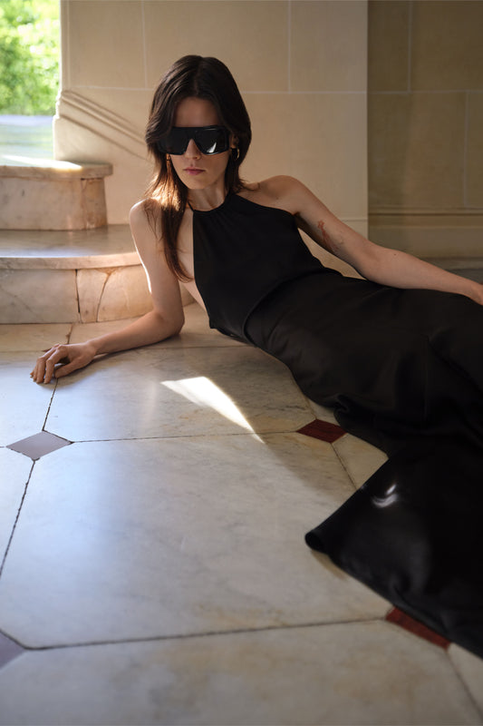 Halter Neck Midi Dress In Black