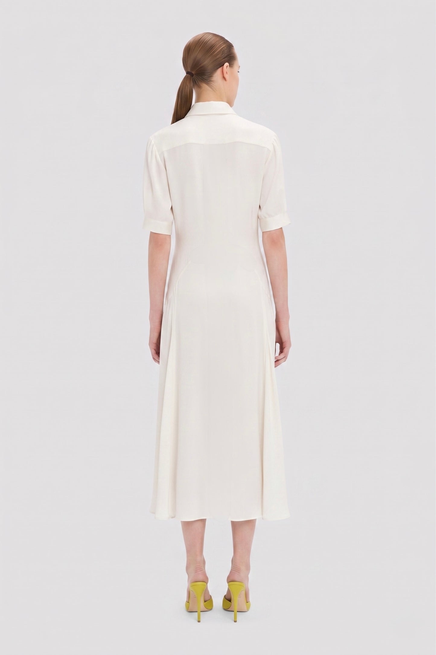 Panelled Midi Dress In White