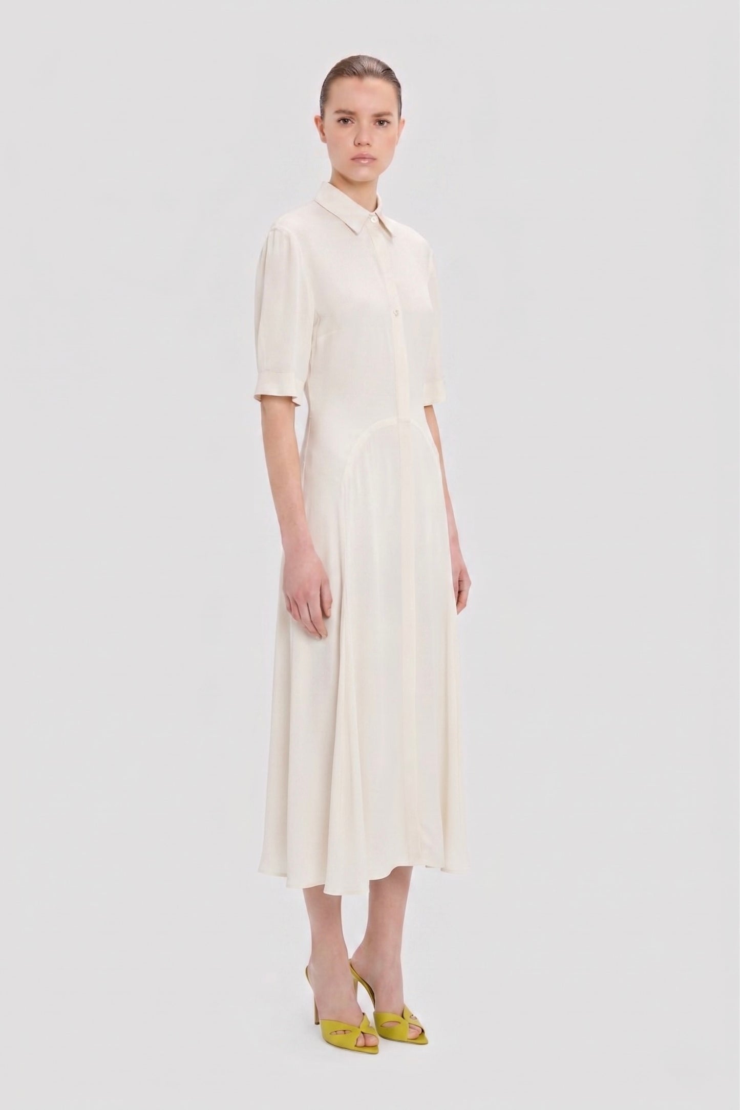 Panelled Midi Dress In White