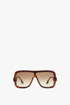 Layered Mask Sunglasses In Tortoise-Brown