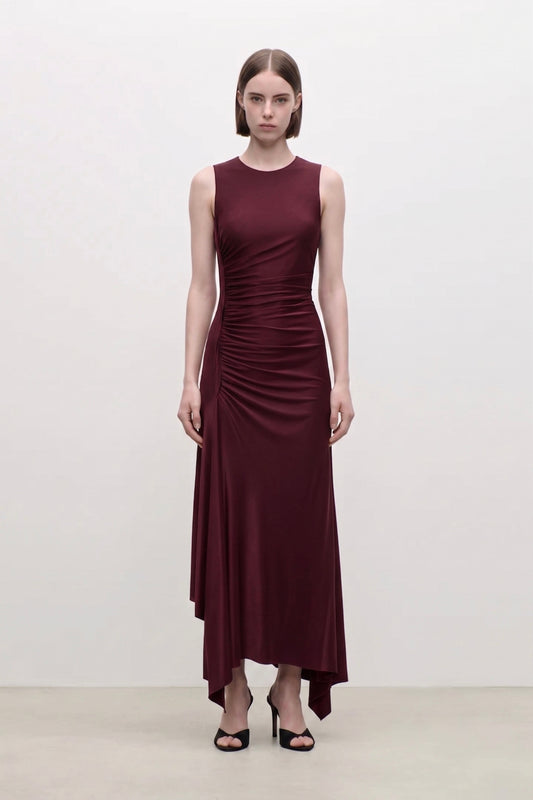 Sylvie Midi Dress In Burgundy