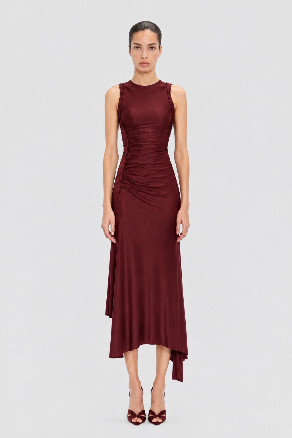 Sylvie Midi Dress In Burgundy