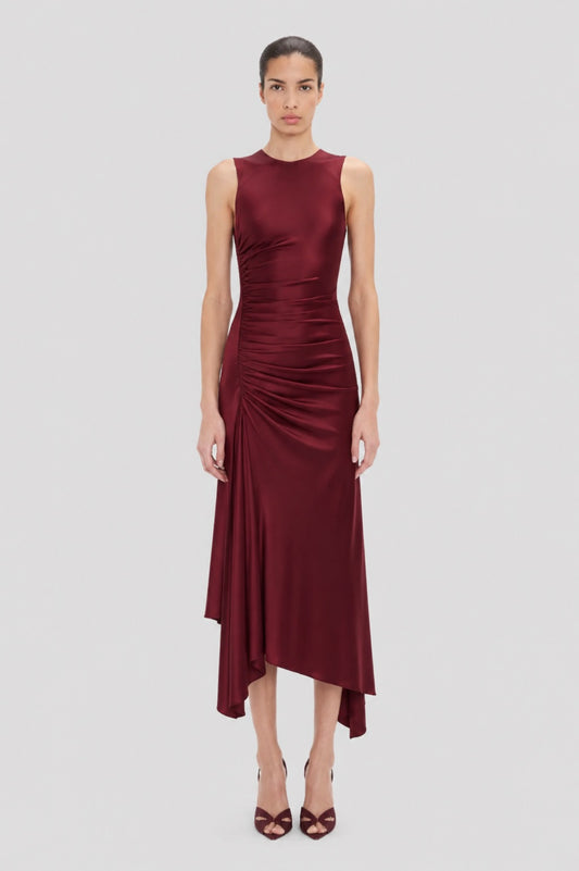 Sylvie Midi Dress In Burgundy