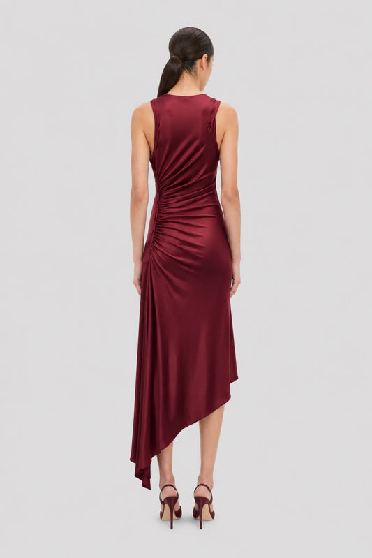 Sylvie Midi Dress In Burgundy