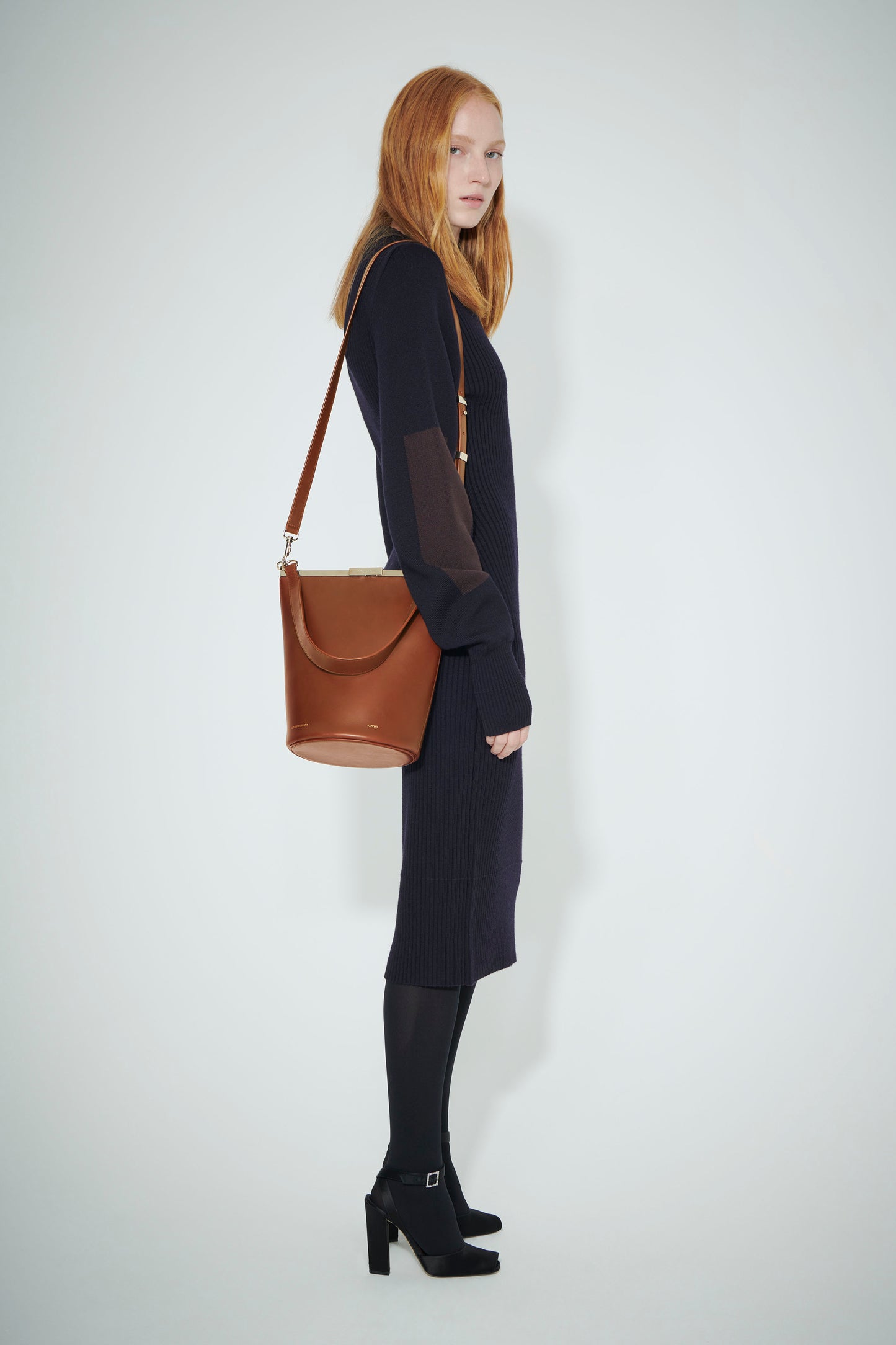 Frame Bucket Bag In Cognac Leather