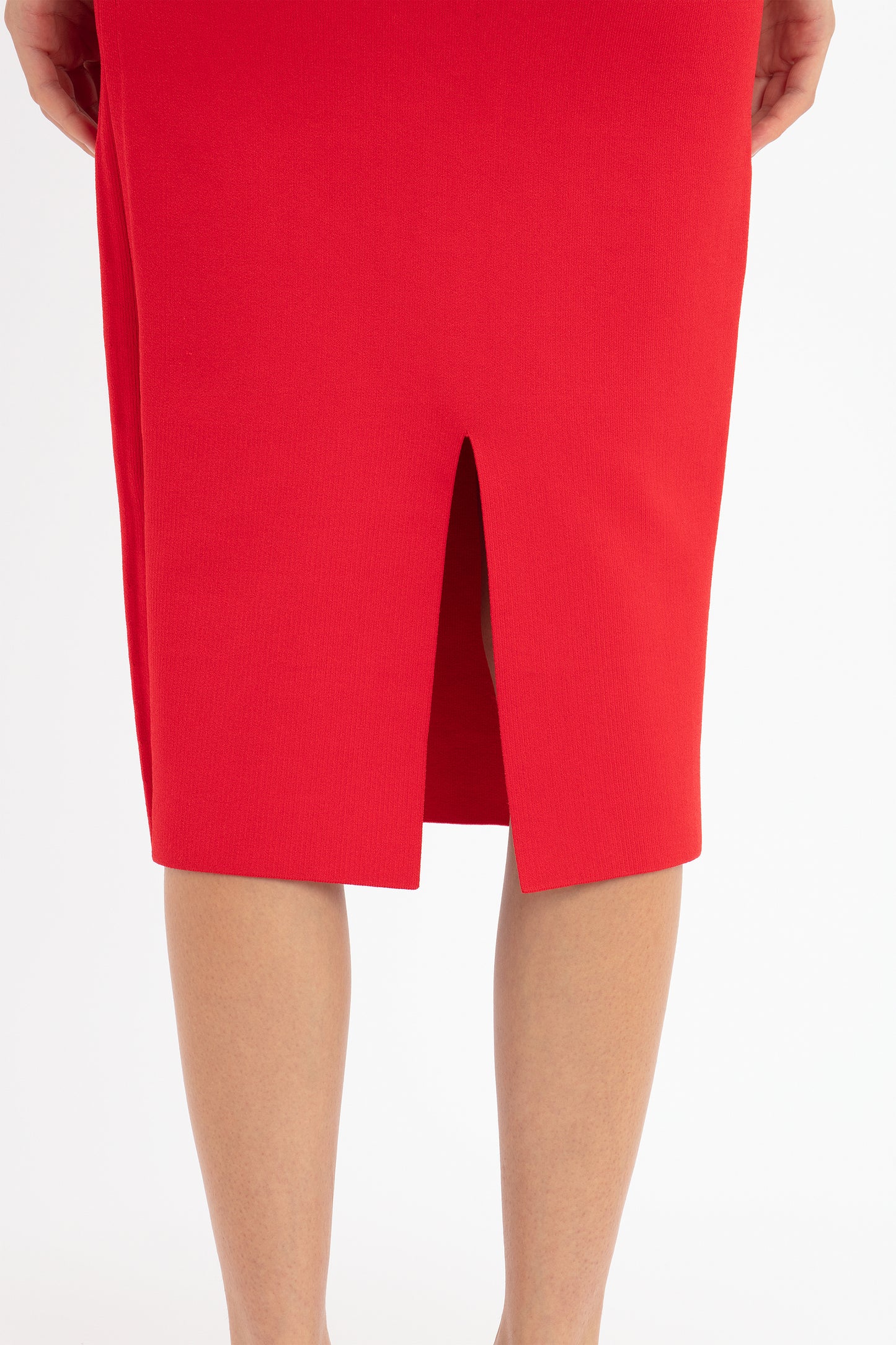 VB Body Fitted Midi Skirt in Red