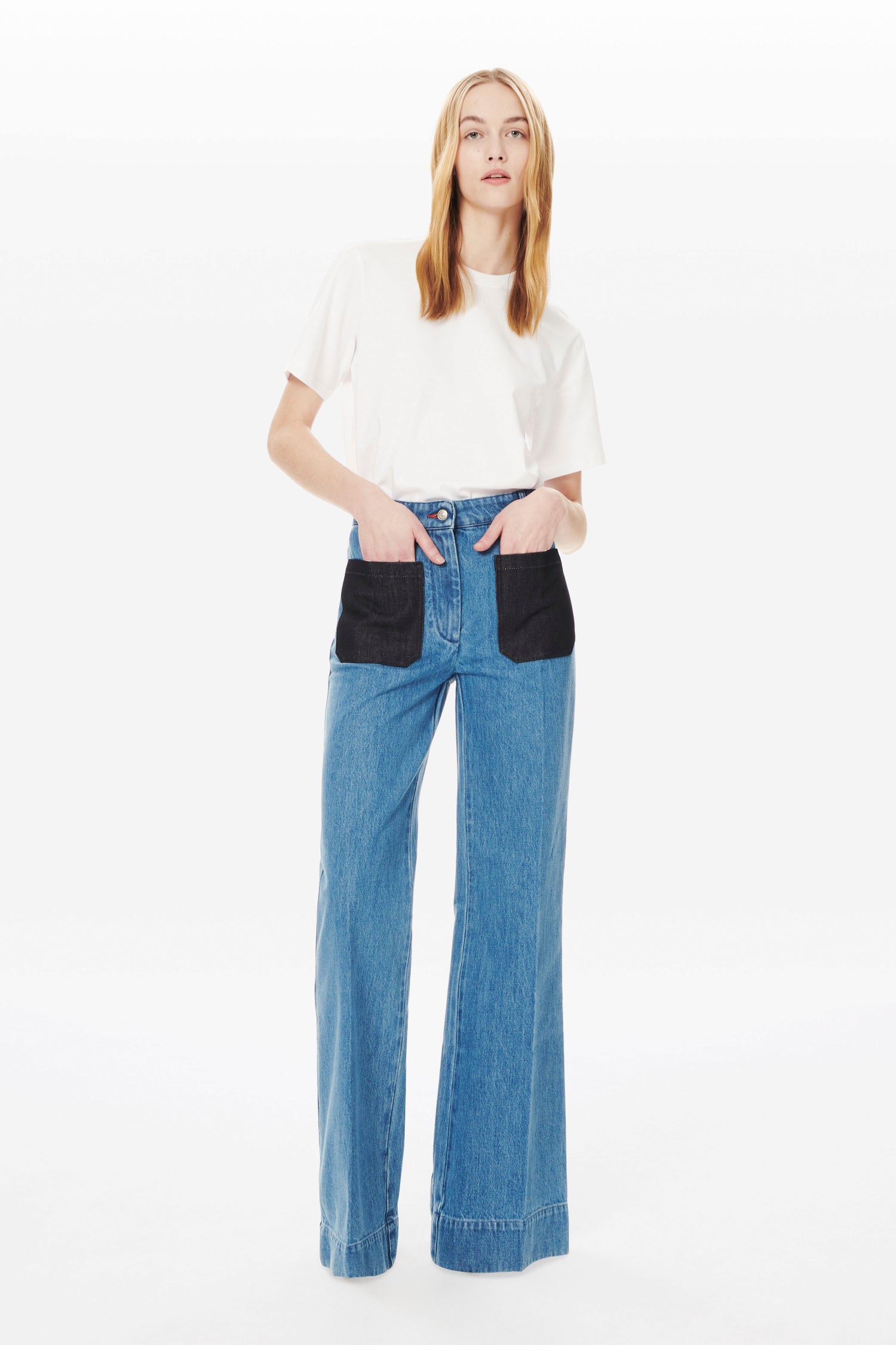 Denim high waisted pants online