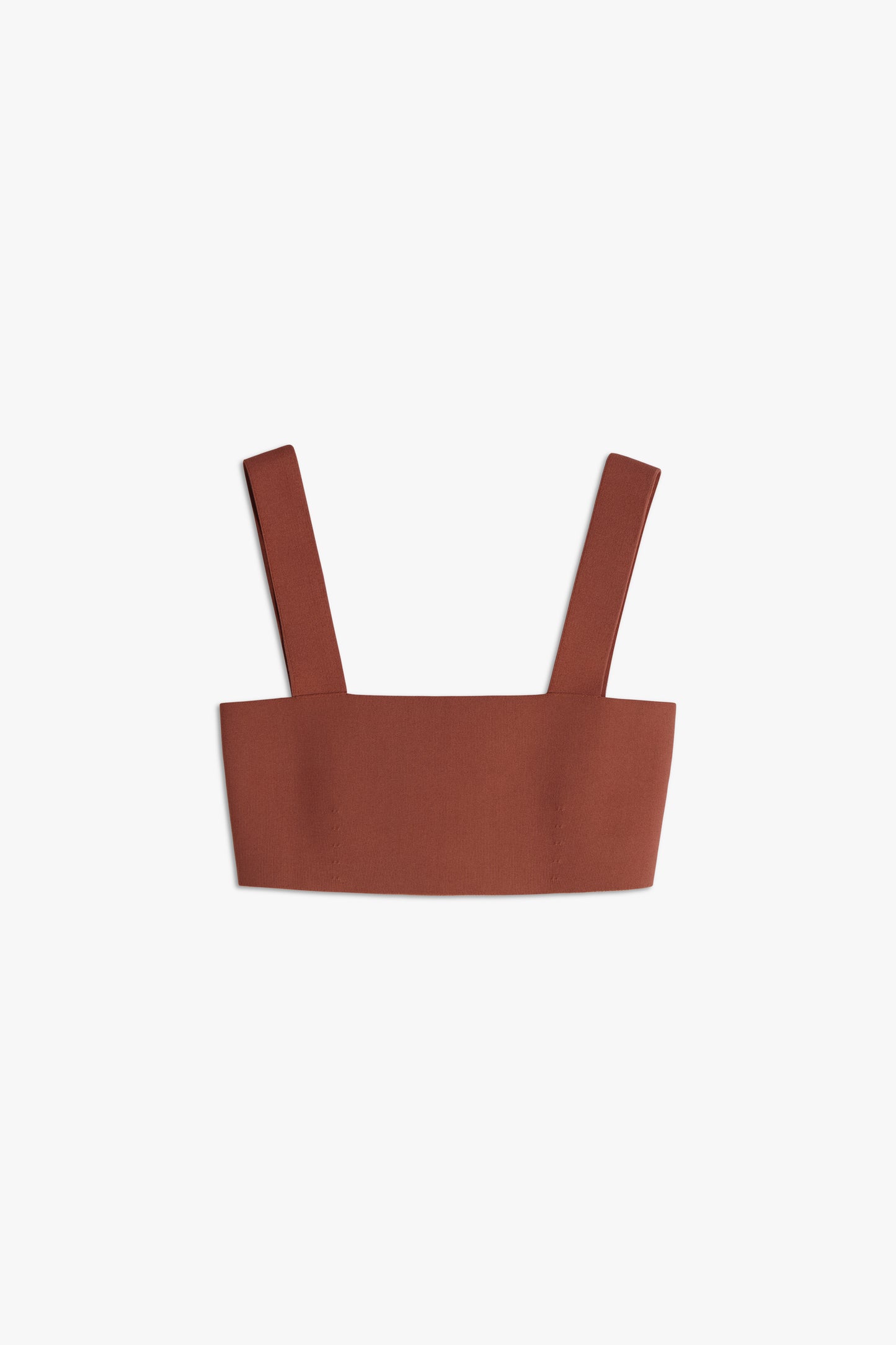Product view of the thick strap designer bandeau top in brown from Victoria Beckham.