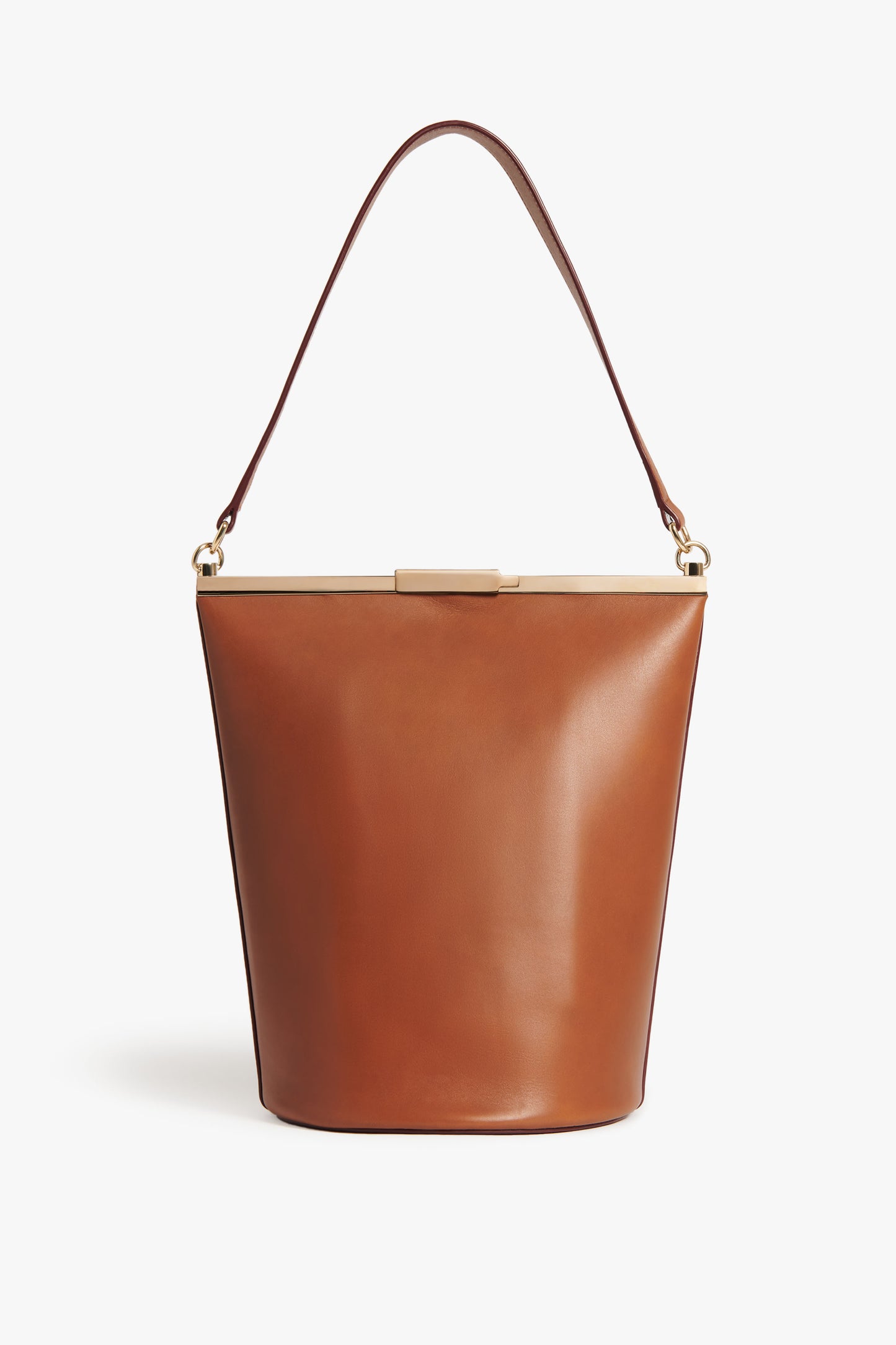 Frame Bucket Bag In Cognac Leather