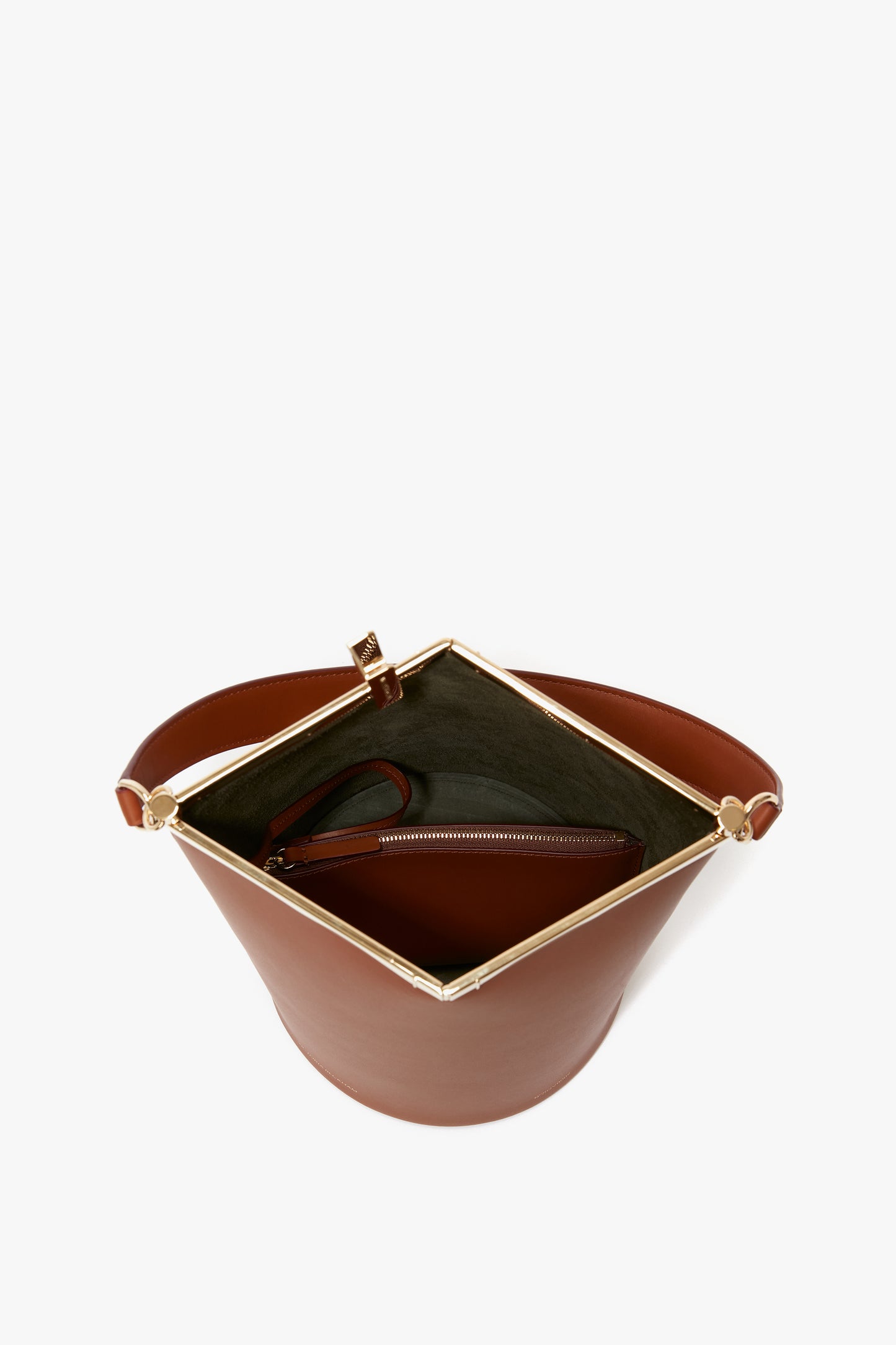 Frame Bucket Bag In Cognac Leather