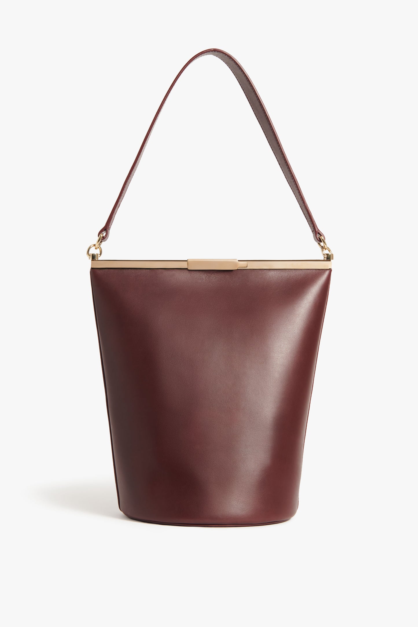 Frame Bucket Bag In Burgundy Leather