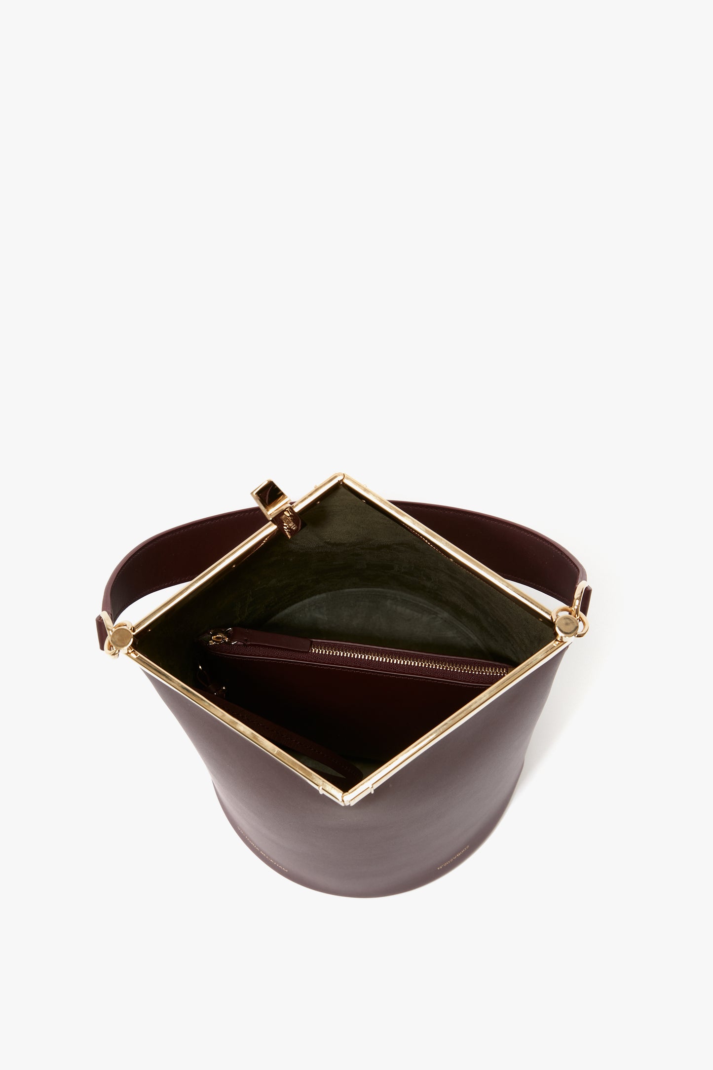 Frame Bucket Bag In Burgundy Leather