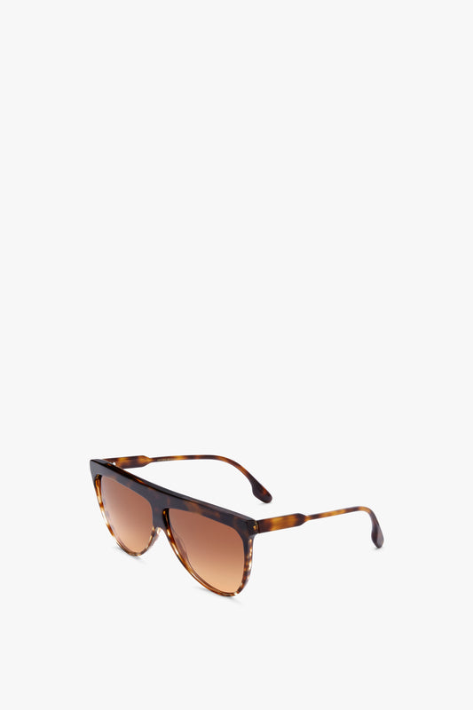 Flat Top V Sunglasses In Striped Dark Havana