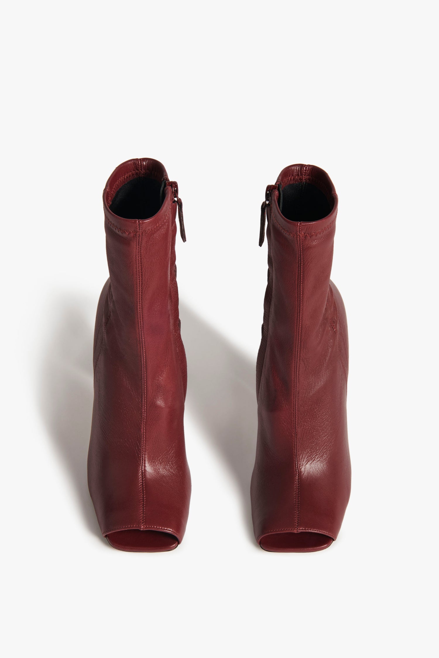 Dark red leather ankle boots shop