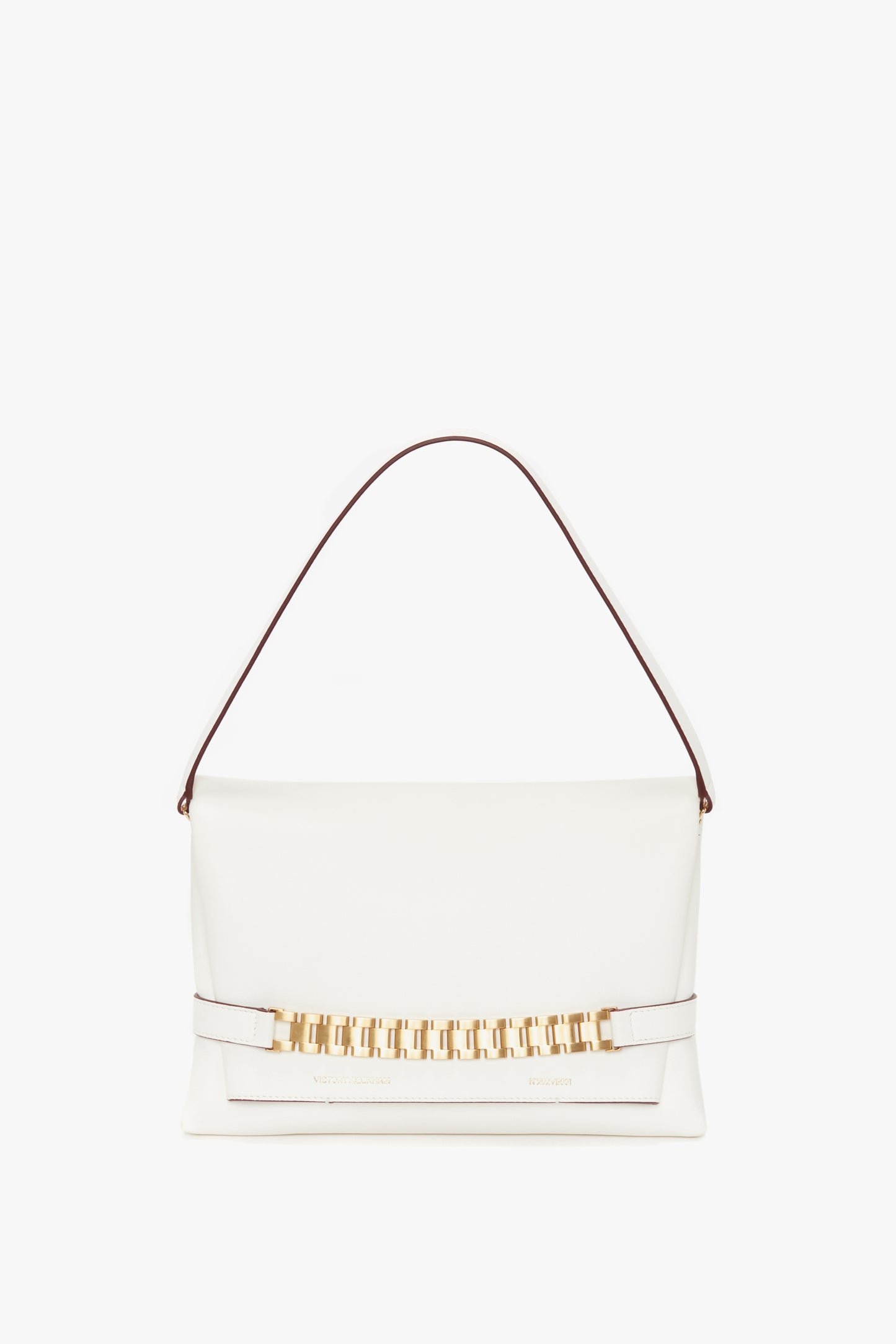 Chain Pouch with Strap In White Leather