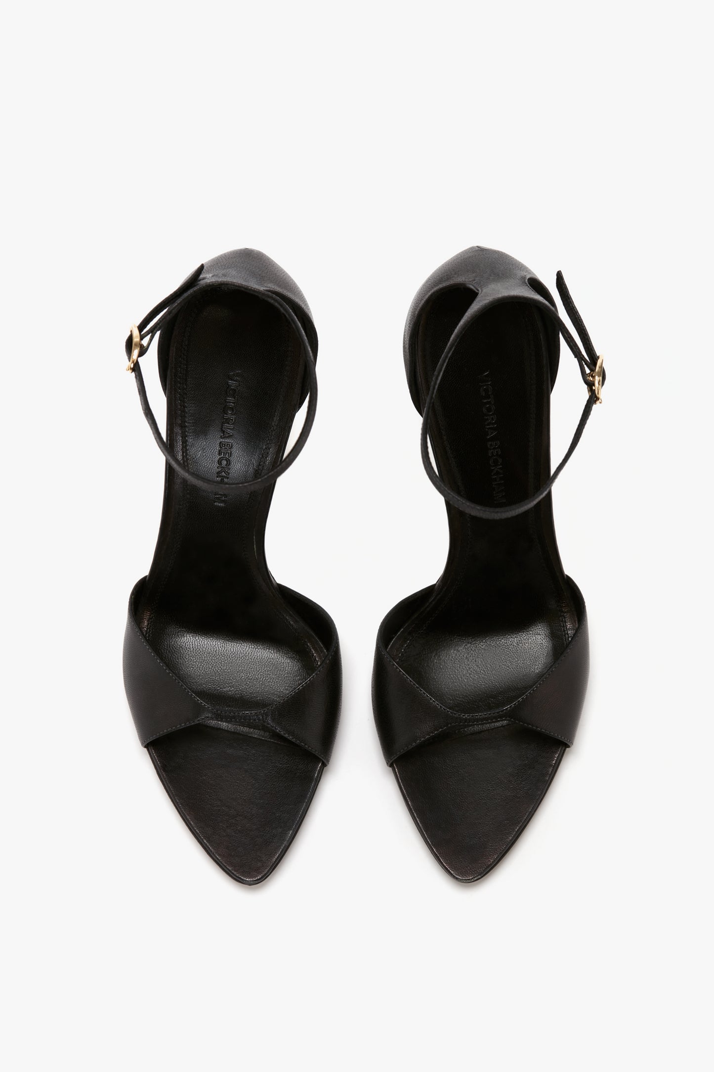 Pointy Toe Stiletto Sandal in Black Leather