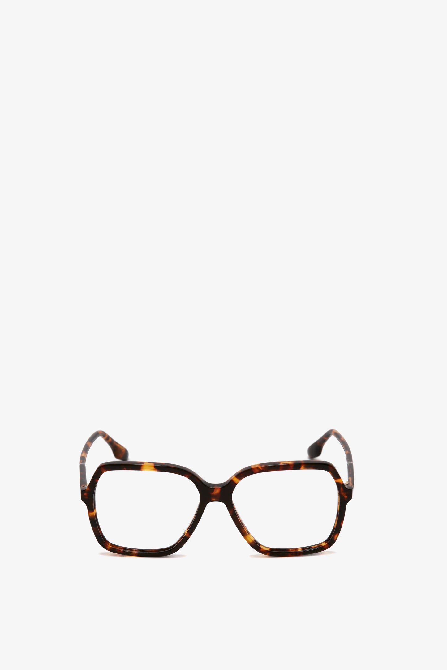A pair of Guilloche Frame Opticals In Dark Havana from Victoria Beckham, displayed against a plain white background.