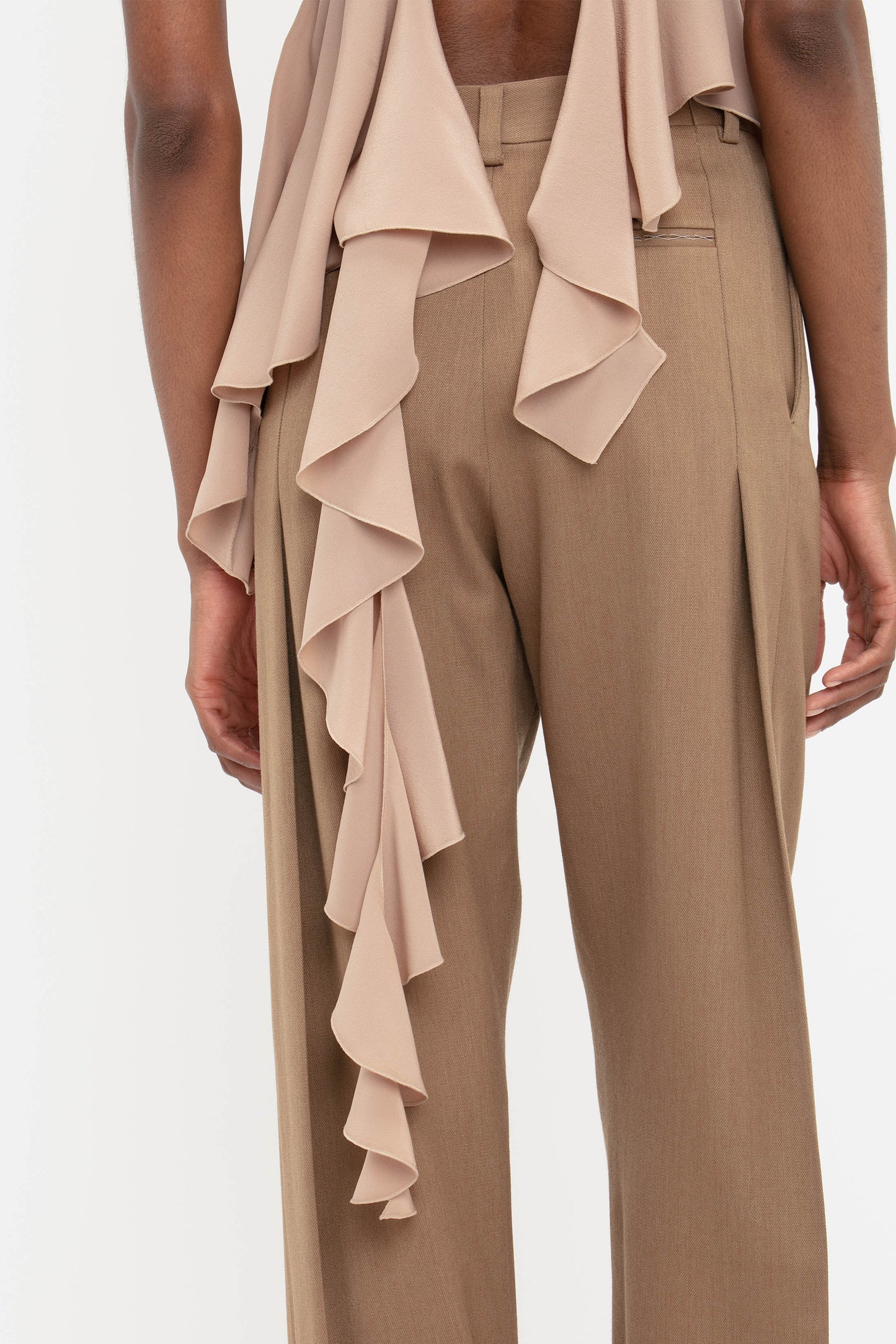 Front Pleat Trouser In Fawn