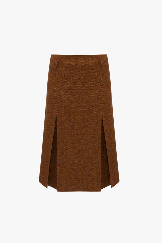 Double Layer Slit Skirt In Caramel