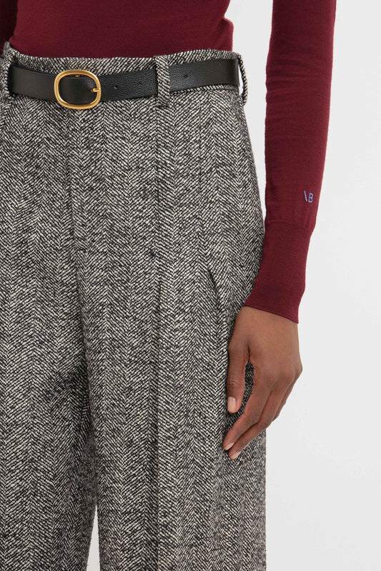 Front Pleat Trouser In Monochrome