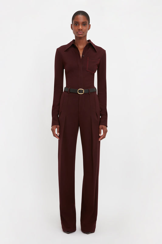 Front Pleat Trouser In Rosewood