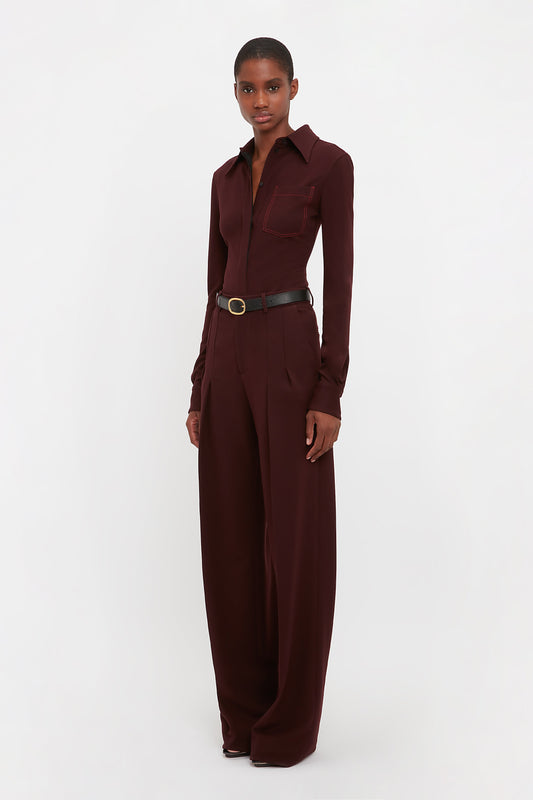 Front Pleat Trouser In Rosewood