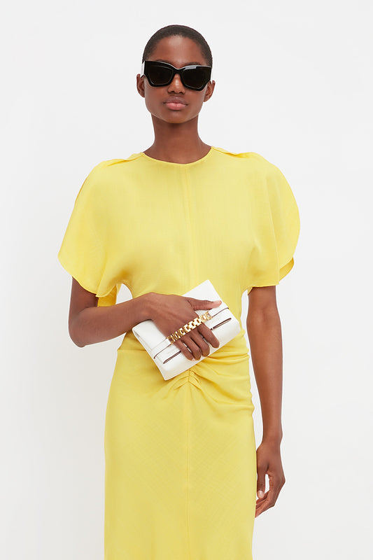 Gathered Waist Midi Dress In Sunflower