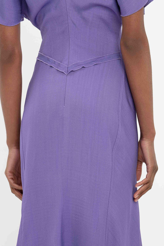 Gathered Waist Midi Dress In Violet