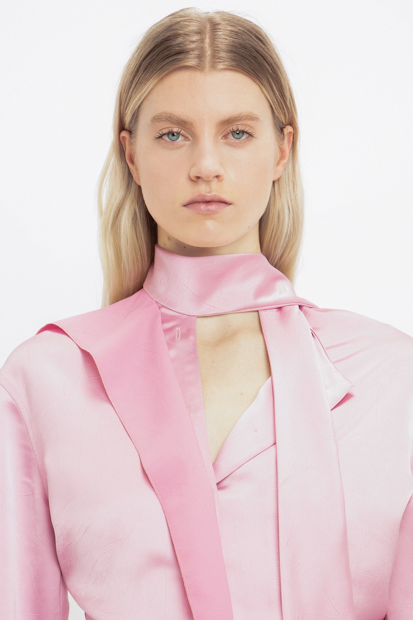 Scarf Neck Blouse In Rose