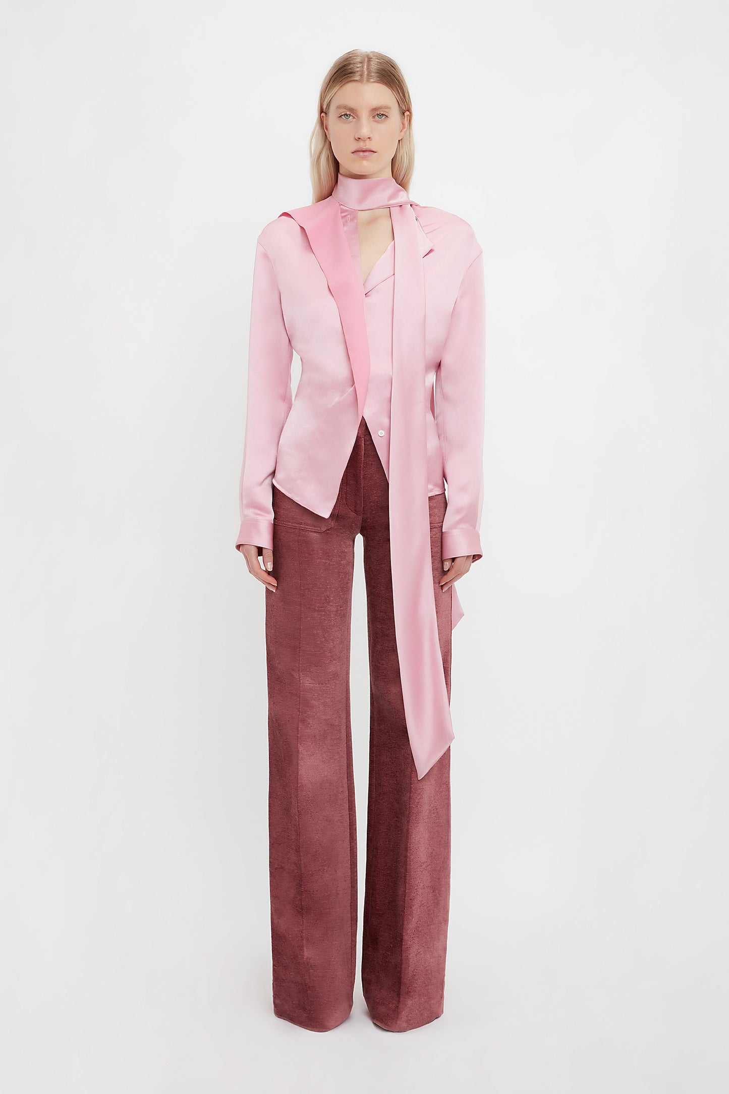 Scarf Neck Blouse In Rose