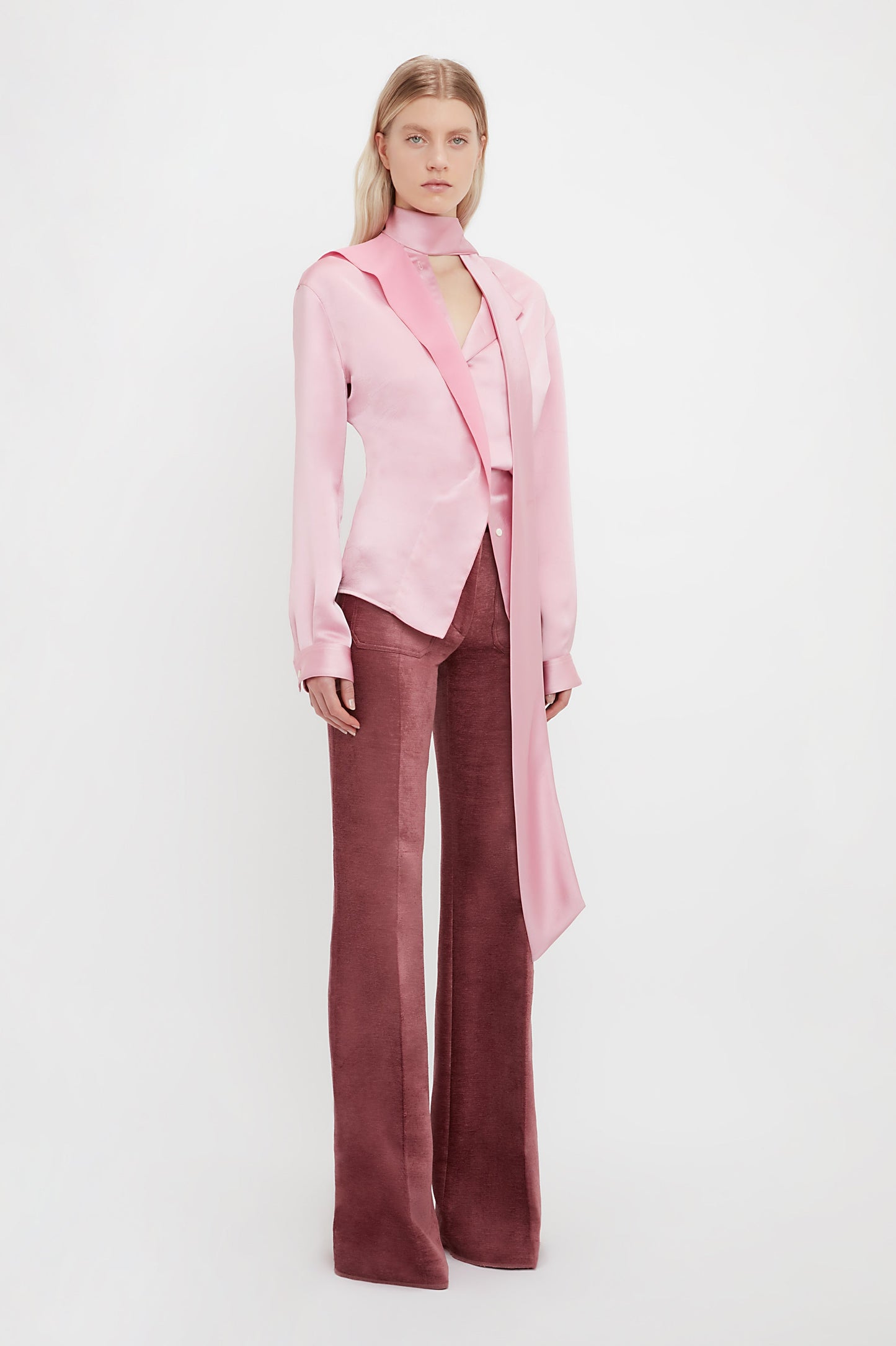 Scarf Neck Blouse In Rose