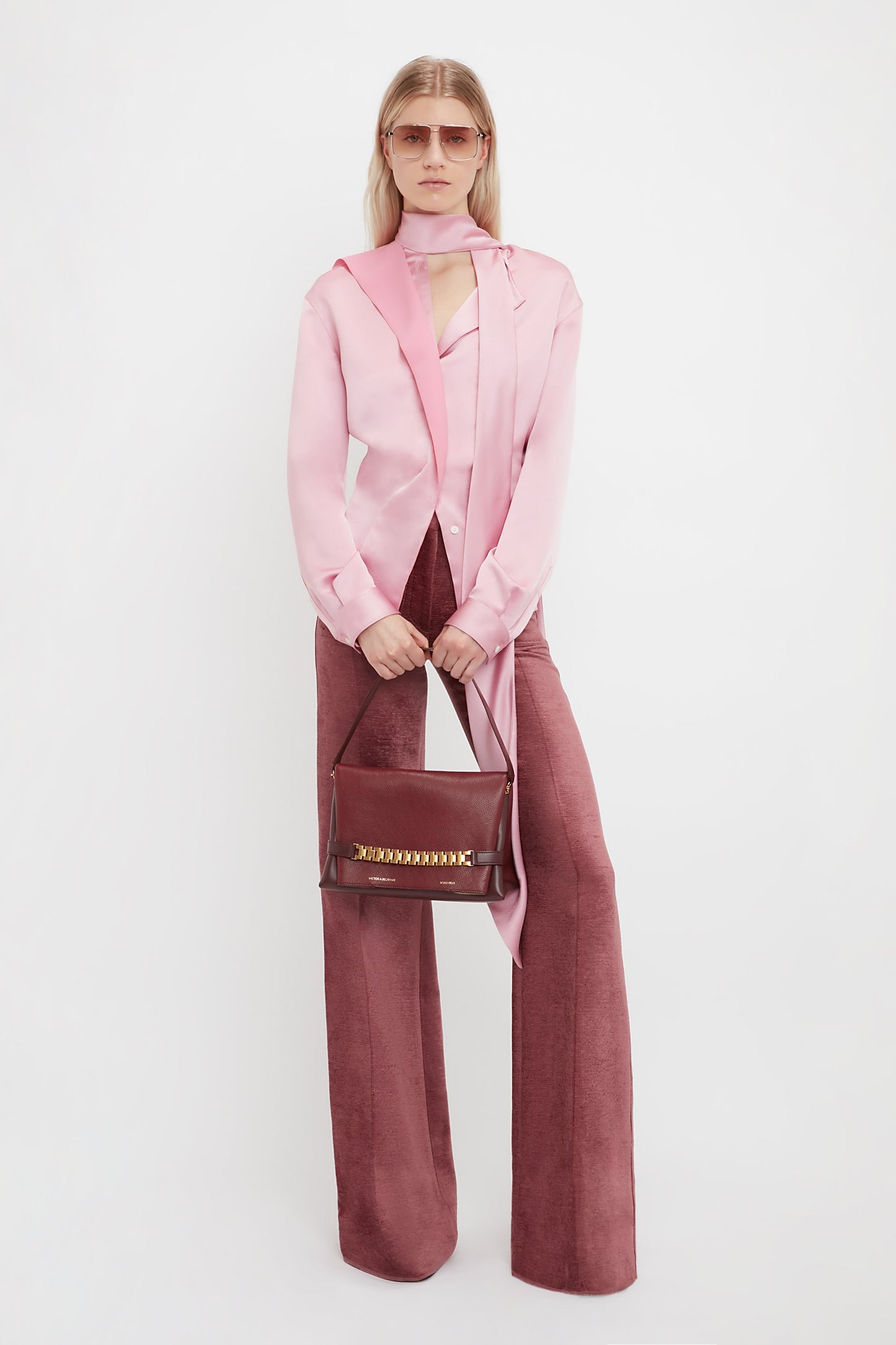 Scarf Neck Blouse In Rose