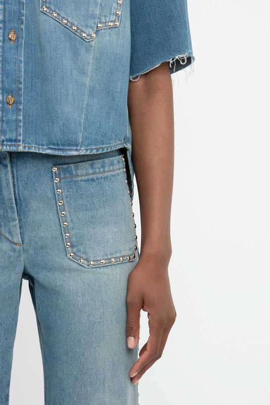 Stud Pocket Detail Shirt In Vintage Wash