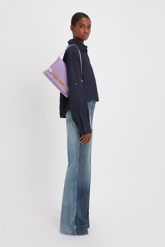 Cropped Patch Pocket Shirt In Ink Blue