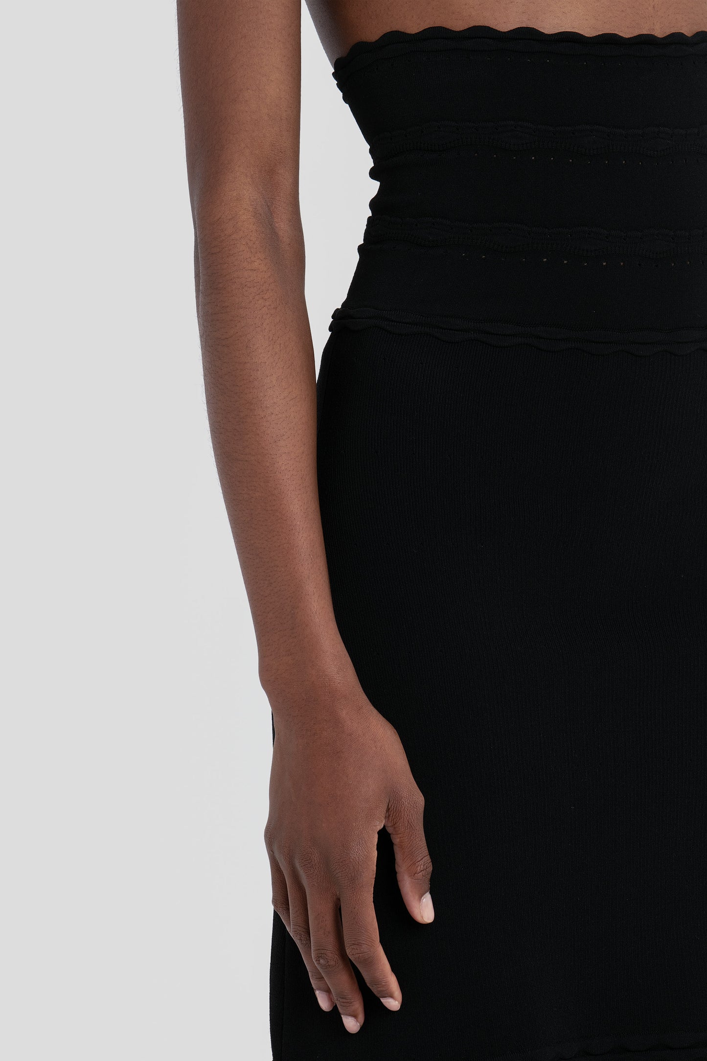 Flared Stretch Knit Skirt In Black