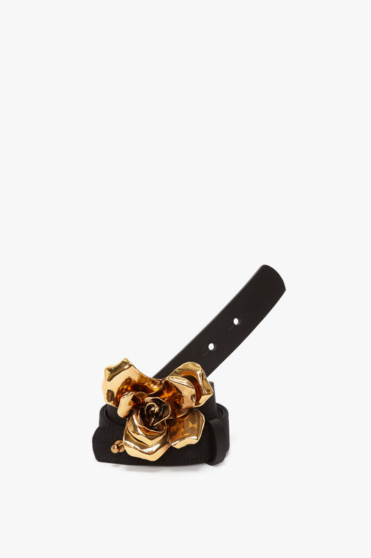 Exclusive Flower Belt In Black And Gold