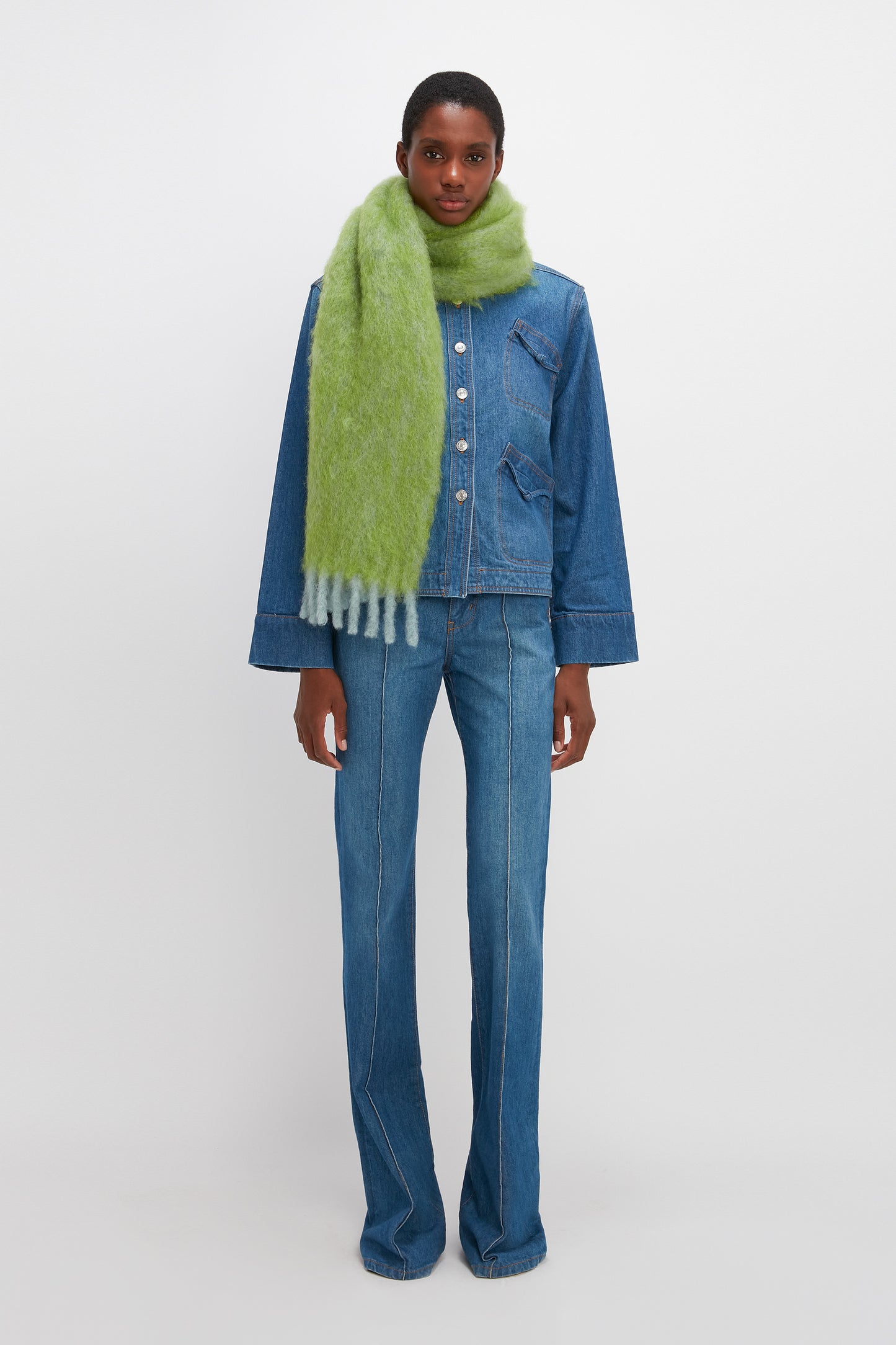 EXCLUSIVE Mohair Scarf In Apple Green