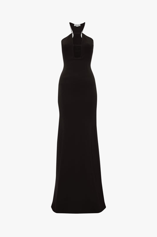 Strap Detail Knitted Gown In Black