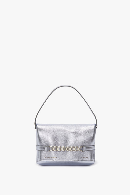 Mini Chain Pouch In Metallic Sky Leather