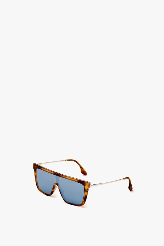 Rectangular Shield Sunglasses In Tortoise