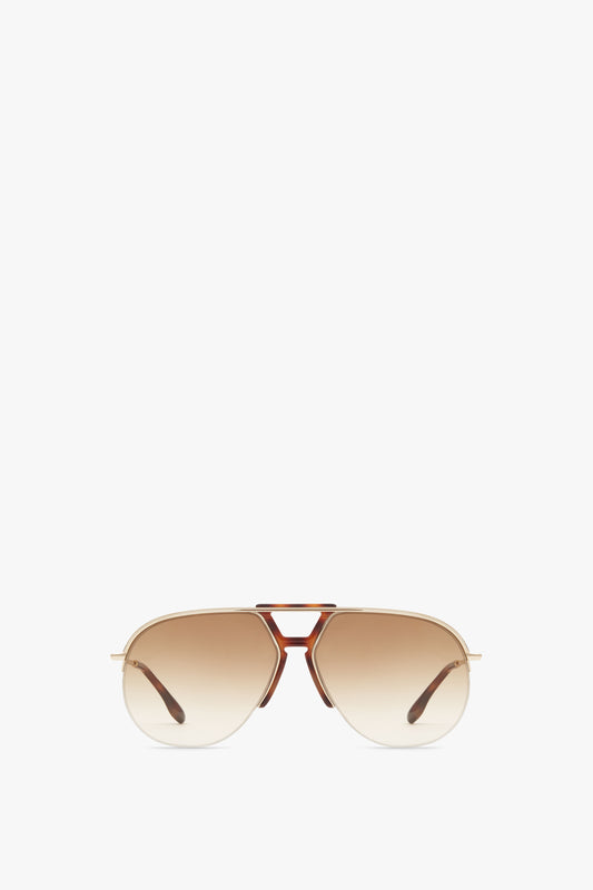 Brow Aviator Sunglasses In Brown