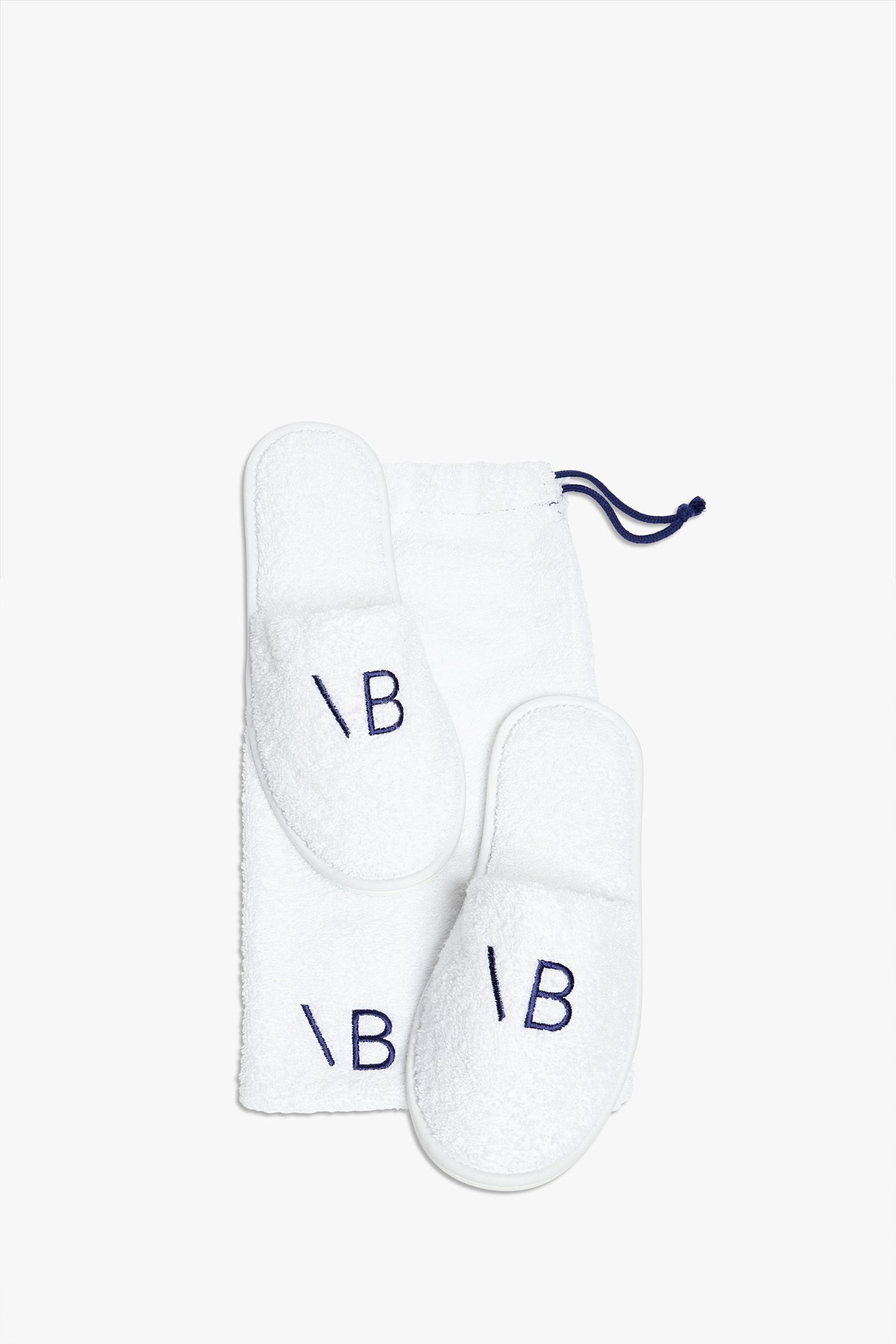 Vb Embroidered Slippers In Navy White Victoria Beckham Uk