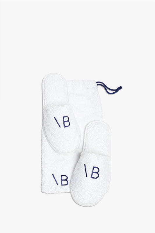 VB Embroidered Slippers In Navy-White